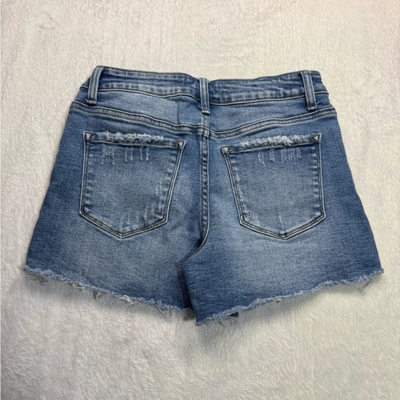 VERVET Blue Jean Shorts with Raw Hem and Distressed Look - Picture 2 of 5